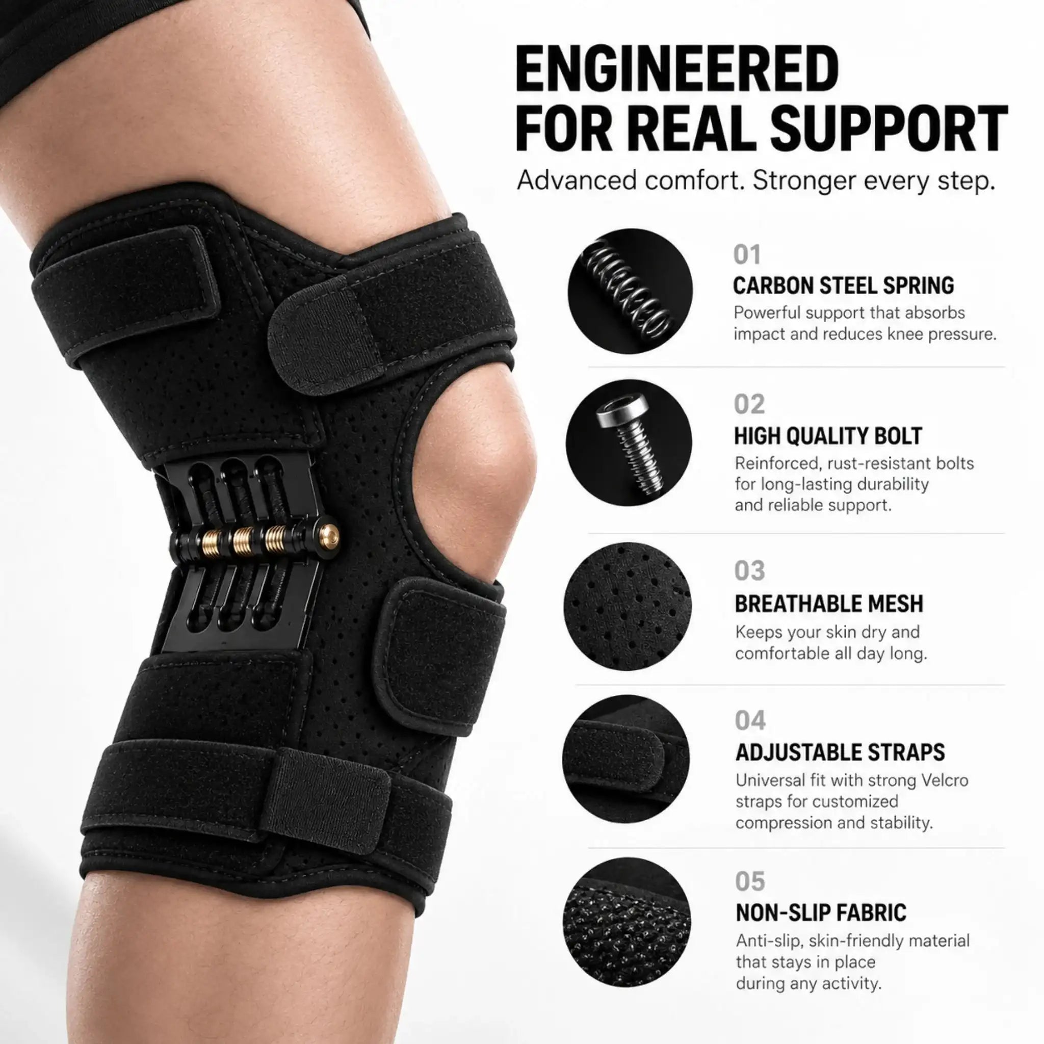 Spring-Assisted Knee Support Brace | Buy 1 Get 1 Free
