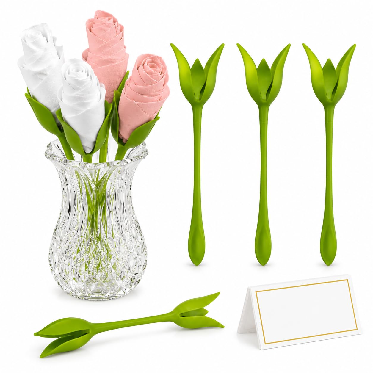 Rose Bud Napkin Holder Set