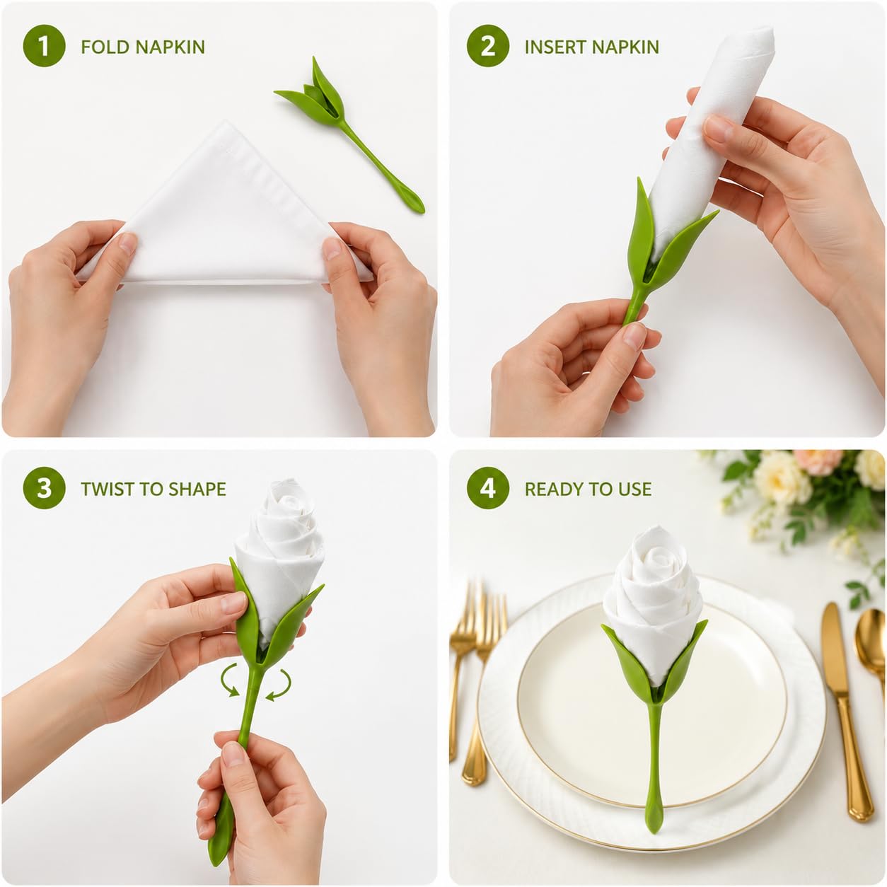 Rose Bud Napkin Holder Set